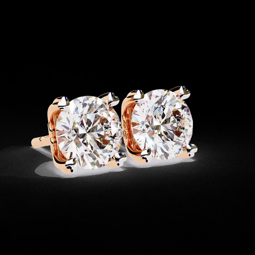 Round Cut Solitaire Lab Grown Diamond Stud Earrings - Image 2 Round Cut Solitaire Lab Grown Diamond Stud Earrings, view 2 of 16