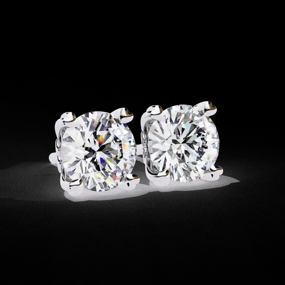 Round Cut Solitaire Lab Grown Diamond Stud Earrings - Image 3 Round Cut Solitaire Lab Grown Diamond Stud Earrings, view 3 of 16
