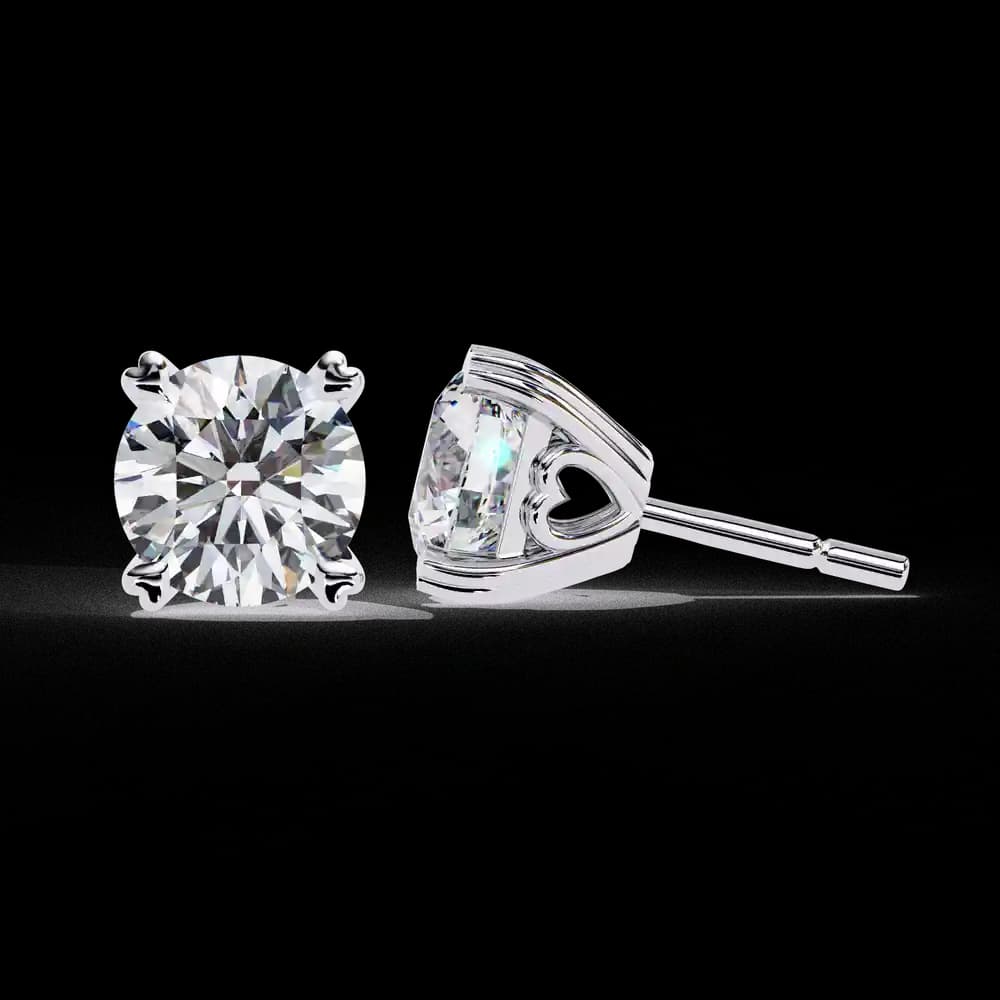 Round Cut Solitaire Lab Grown Diamond Stud Earrings - Image 4 Round Cut Solitaire Lab Grown Diamond Stud Earrings, view 4 of 16