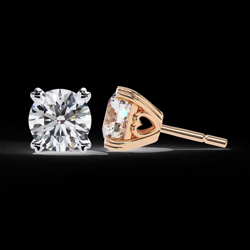 Round Cut Solitaire Lab Grown Diamond Stud Earrings - Image 6 Round Cut Solitaire Lab Grown Diamond Stud Earrings, view 6 of 16