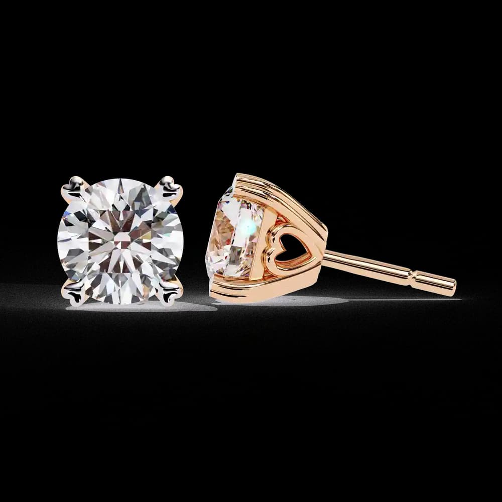 Round Cut Solitaire Lab Grown Diamond Stud Earrings - Image 7 Round Cut Solitaire Lab Grown Diamond Stud Earrings, view 7 of 16