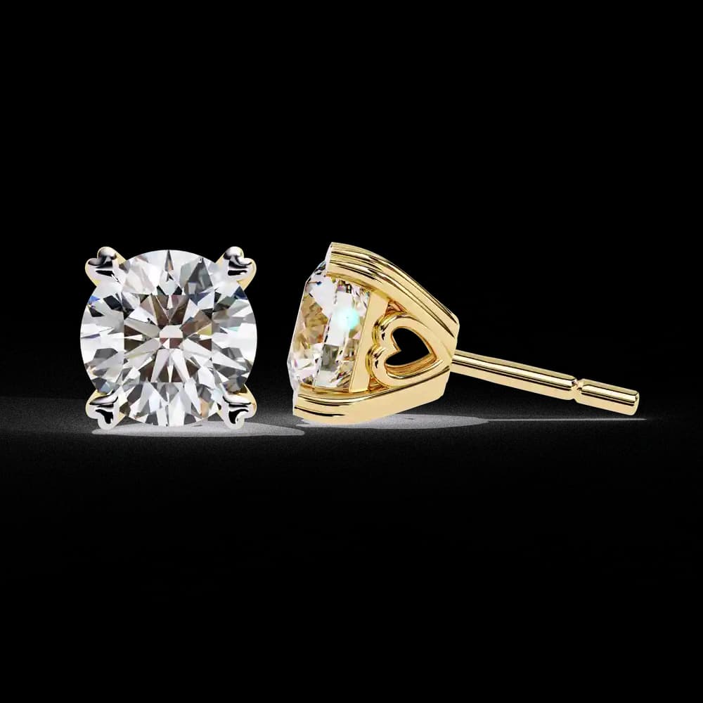 Round Cut Solitaire Lab Grown Diamond Stud Earrings - Image 8 Round Cut Solitaire Lab Grown Diamond Stud Earrings, view 8 of 16