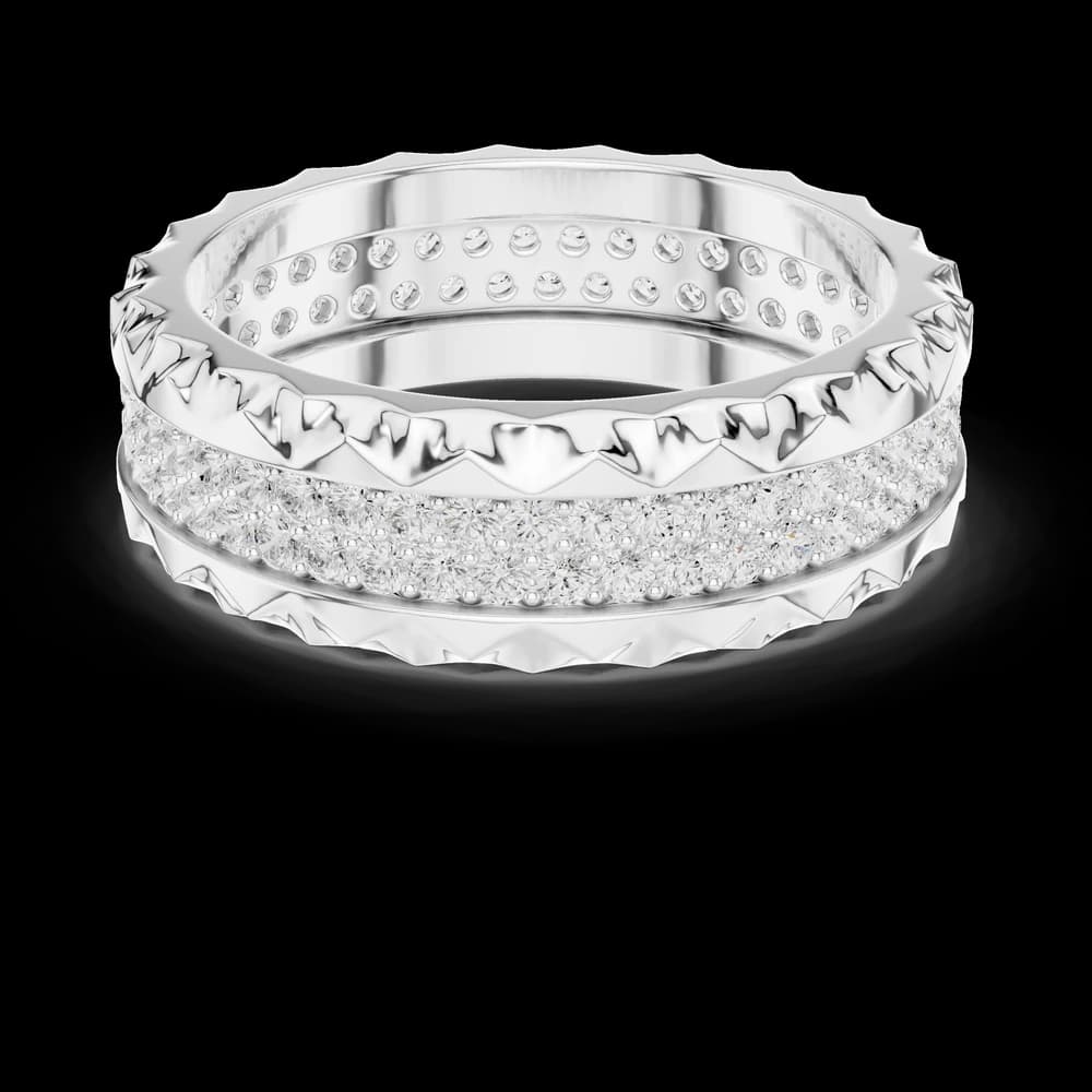 Pyramid Border Double-Row Diamond Eternity Band - Image 2 Pyramid Border Double-Row Diamond Eternity Band, view 2 of 6