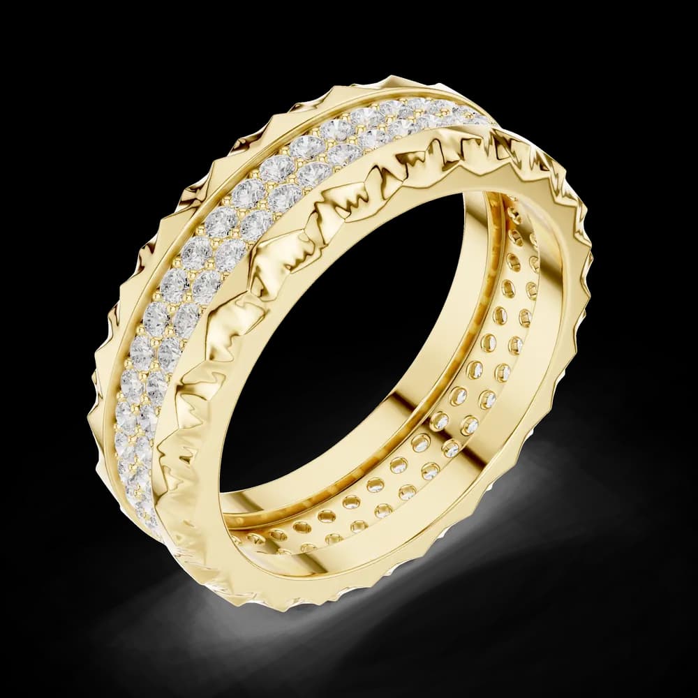 Pyramid Border Double-Row Diamond Eternity Band - Image 5 Pyramid Border Double-Row Diamond Eternity Band, view 5 of 6