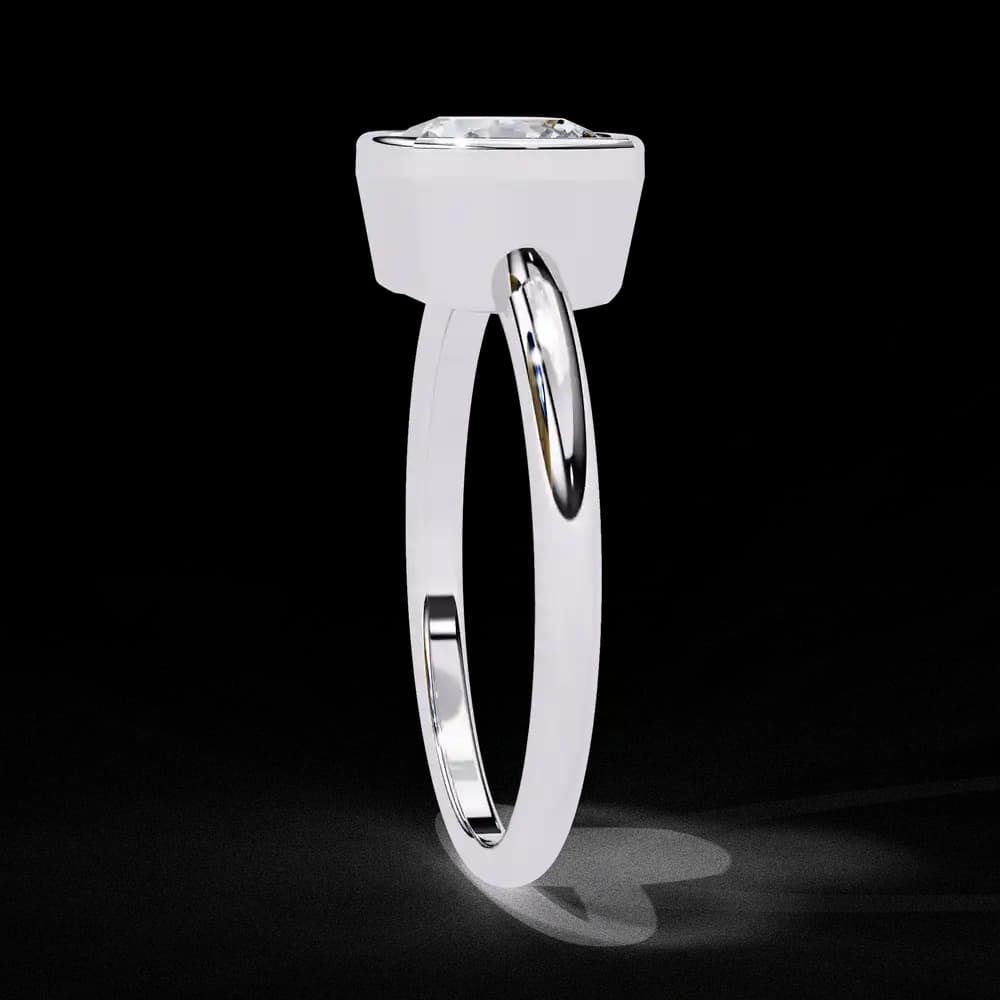Bezel Set Cushion Solitaire Lab Grown Diamond Ring - Image 7 Bezel Set Cushion Solitaire Lab Grown Diamond Ring, view 7 of 14