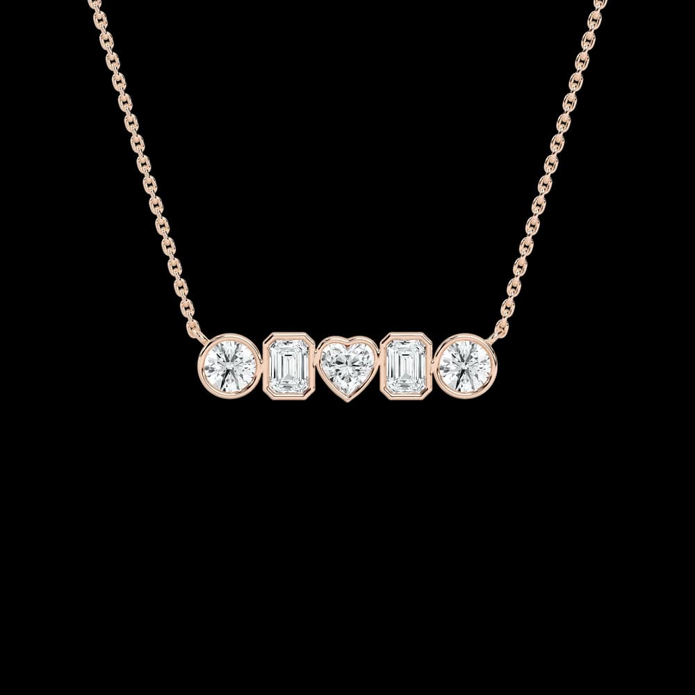 Bezel Set Lab Grown Diamond Bar Pendant with chain - Image 1 Bezel Set Lab Grown Diamond Bar Pendant with chain, view 1 of 4
