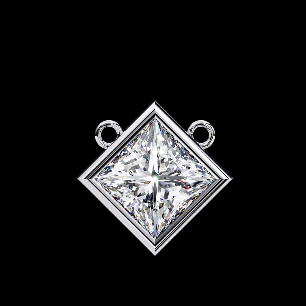 Bezel Set Princess Lab Grown Diamond Pendant with chain - Image 13 Bezel Set Princess Lab Grown Diamond Pendant with chain, view 13 of 16