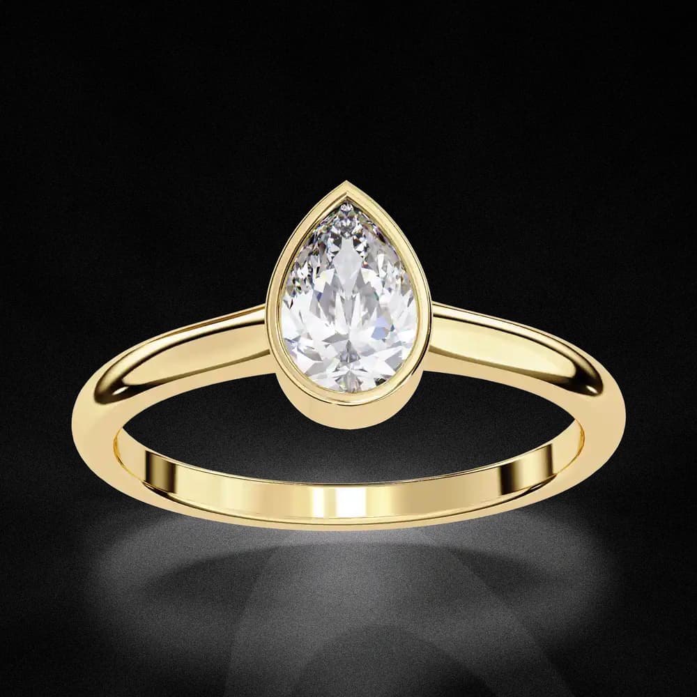 Bezel Set Pear Cut Lab Grown Solitaire Diamond Ring - Image 5 Bezel Set Pear Cut Lab Grown Solitaire Diamond Ring, view 5 of 7
