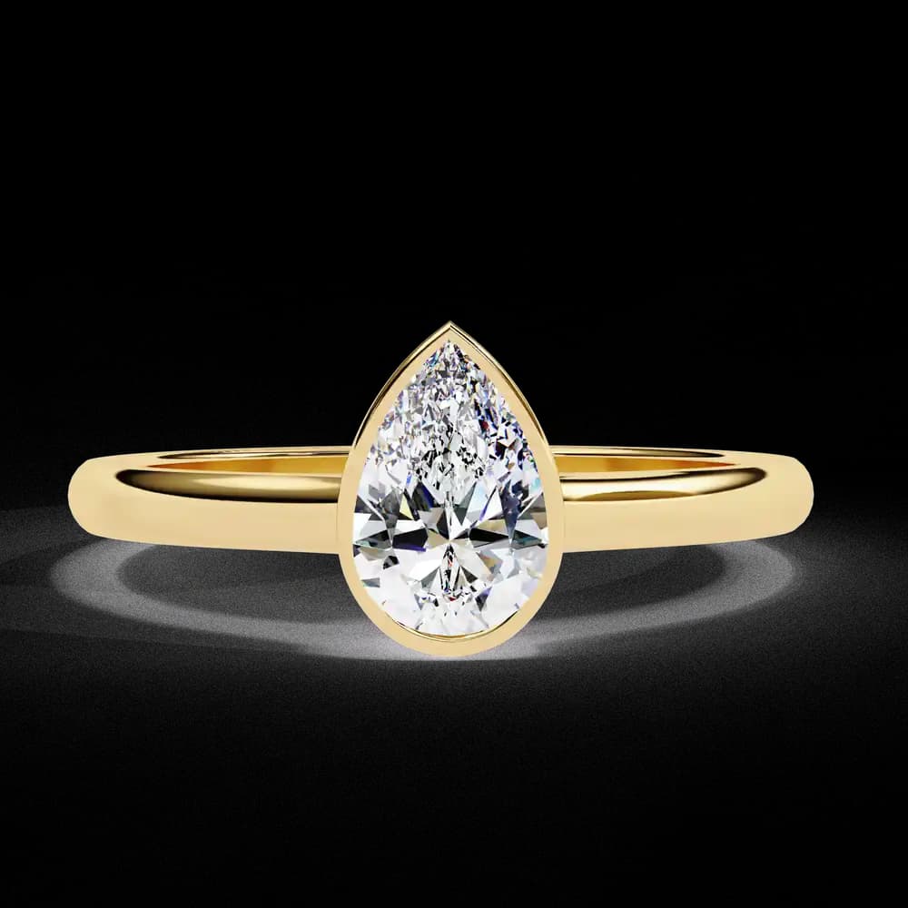 Bezel Set Pear Cut Lab Grown Solitaire Diamond Ring - Image 7 Bezel Set Pear Cut Lab Grown Solitaire Diamond Ring, view 7 of 7
