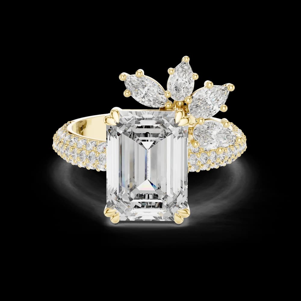Emerald Cut Marquise Cluster Pavé Lab Grown Diamond Ring - Image 3 Emerald Cut Marquise Cluster Pavé Lab Grown Diamond Ring, view 3 of 6
