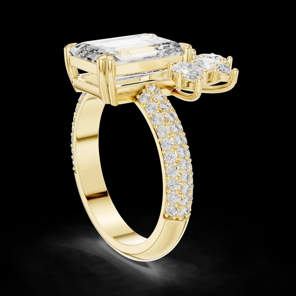 Emerald Cut Marquise Cluster Pavé Lab Grown Diamond Ring - Image 4 Emerald Cut Marquise Cluster Pavé Lab Grown Diamond Ring, view 4 of 6