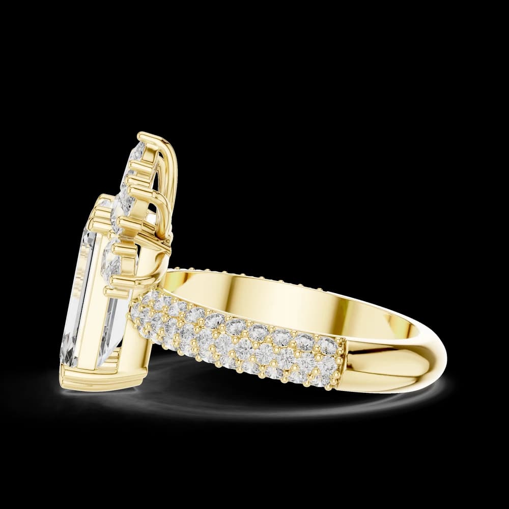 Emerald Cut Marquise Cluster Pavé Lab Grown Diamond Ring - Image 6 Emerald Cut Marquise Cluster Pavé Lab Grown Diamond Ring, view 6 of 6