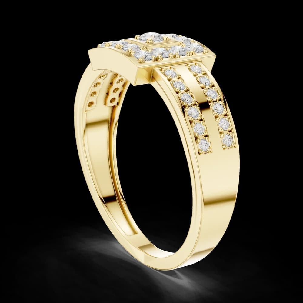Geometric Round Halo Wide Pave Ring - Image 4 Geometric Round Halo Wide Pave Ring, view 4 of 6