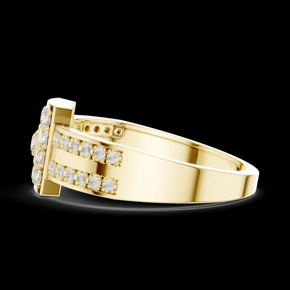 Geometric Round Halo Wide Pave Ring - Image 6 Geometric Round Halo Wide Pave Ring, view 6 of 6