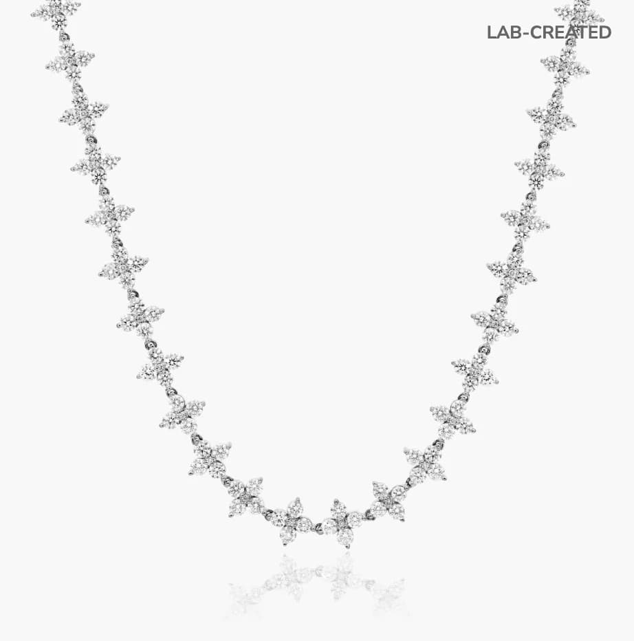Blossom Lab Grown Diamond Tennis Necklace - Image 1 Blossom Lab Grown Diamond Tennis Necklace, view 1 of 3