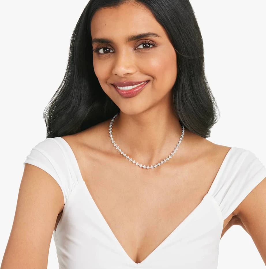 Blossom Lab Grown Diamond Tennis Necklace - Image 2 Blossom Lab Grown Diamond Tennis Necklace, view 2 of 3