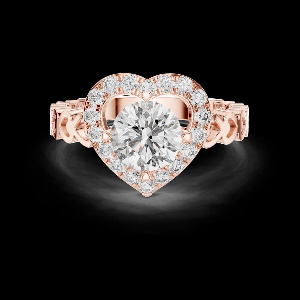 Heart Halo Round Lab Grown Diamond Ring - Image 1 Heart Halo Round Lab Grown Diamond Ring, view 1 of 5