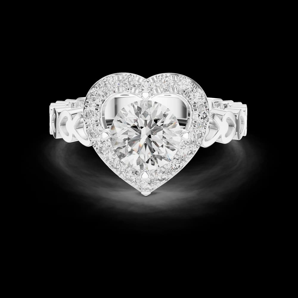 Heart Halo Round Lab Grown Diamond Ring - Image 2 Heart Halo Round Lab Grown Diamond Ring, view 2 of 5