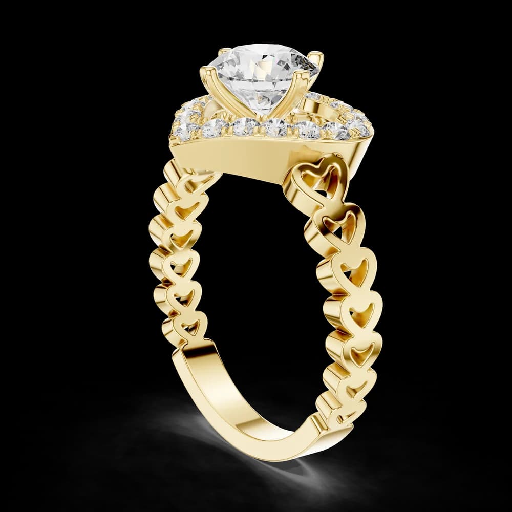 Heart Halo Round Lab Grown Diamond Ring - Image 4 Heart Halo Round Lab Grown Diamond Ring, view 4 of 5