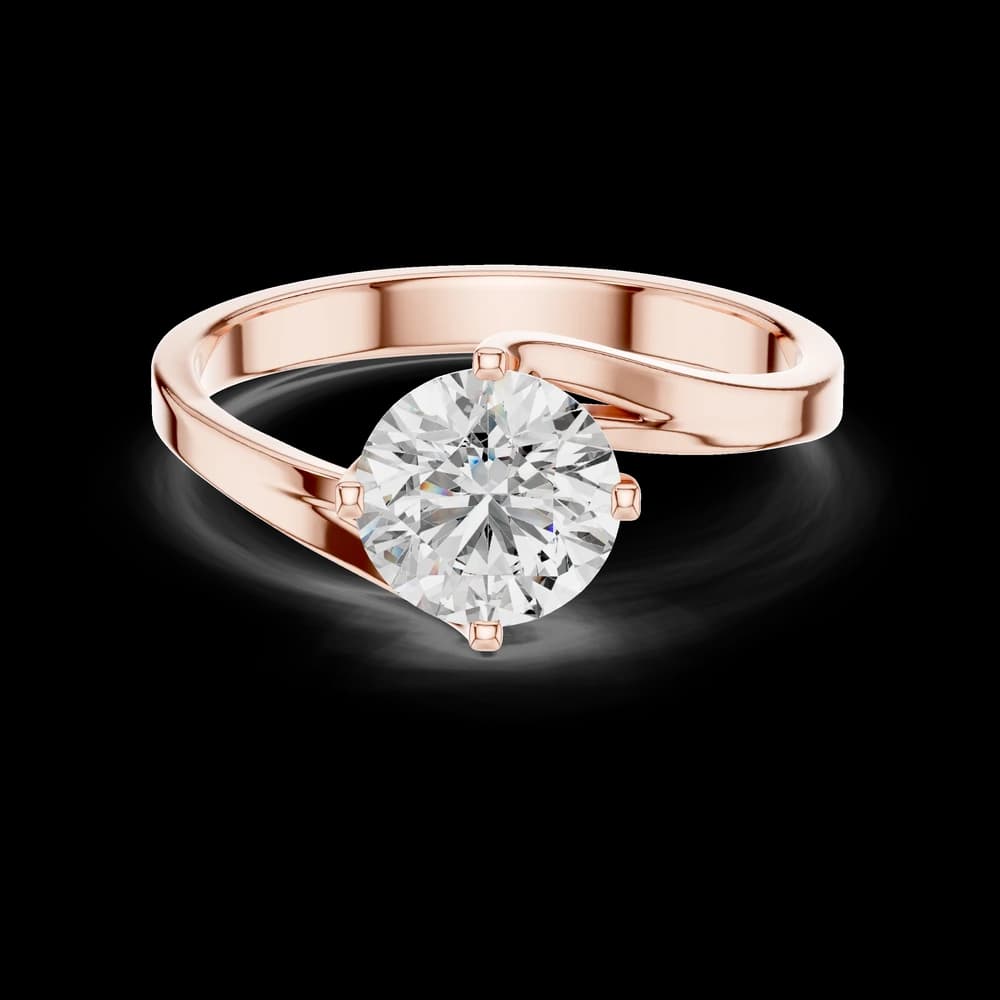 Round Bypass Solitaire Lab Grown Gold Ring - Image 1 Round Bypass Solitaire Lab Grown Gold Ring, view 1 of 3