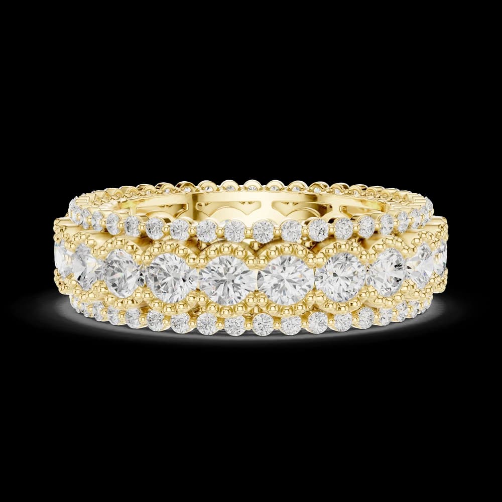 Three-Row Round Diamond Pavé Bordered Eternity Ring - Image 6 Three-Row Round Diamond Pavé Bordered Eternity Ring, view 6 of 6