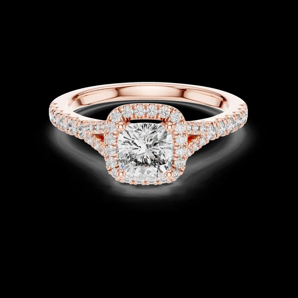 Cushion Halo Accented Lab Grown Diamond Ring - Image 1 Cushion Halo Accented Lab Grown Diamond Ring, view 1 of 4