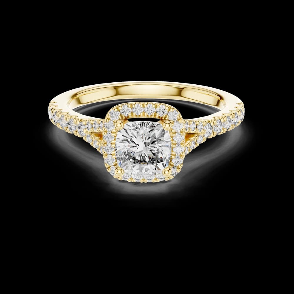Cushion Halo Accented Lab Grown Diamond Ring - Image 2 Cushion Halo Accented Lab Grown Diamond Ring, view 2 of 4
