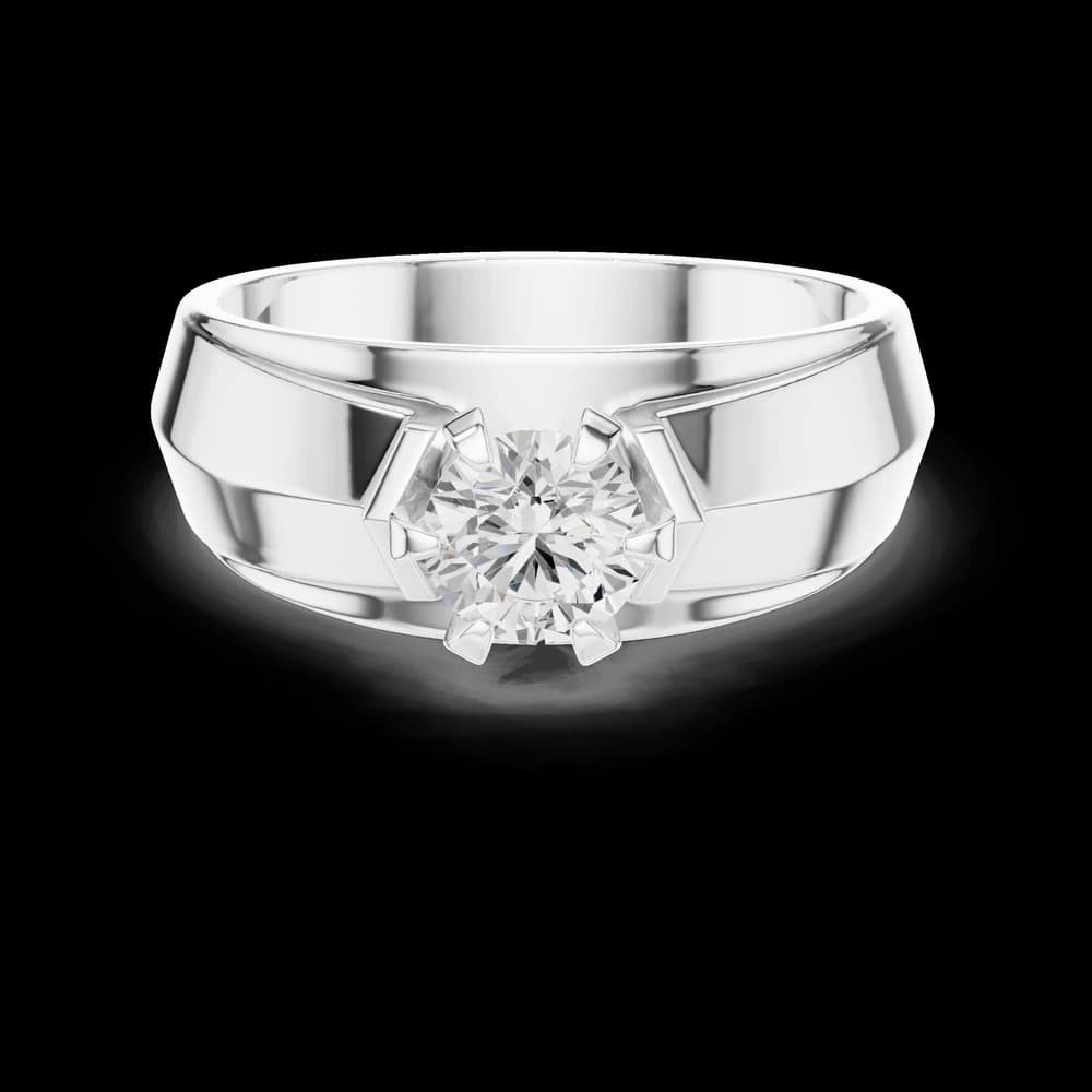 Men's Bold Hexagonal Solitaire Lab Grown Diamond Ring - Image 2 Men's Bold Hexagonal Solitaire Lab Grown Diamond Ring, view 2 of 6