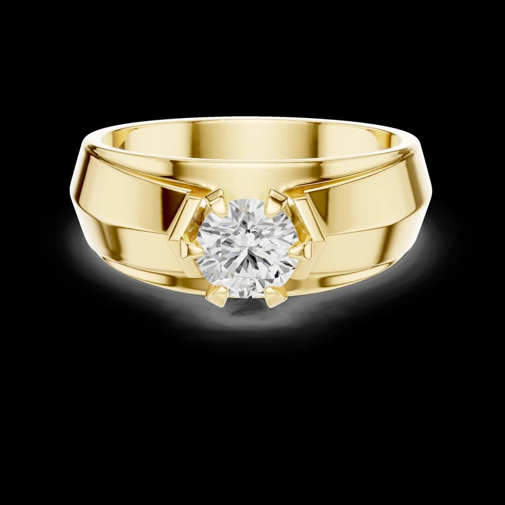 Men's Bold Hexagonal Solitaire Lab Grown Diamond Ring - Image 3 Men's Bold Hexagonal Solitaire Lab Grown Diamond Ring, view 3 of 6