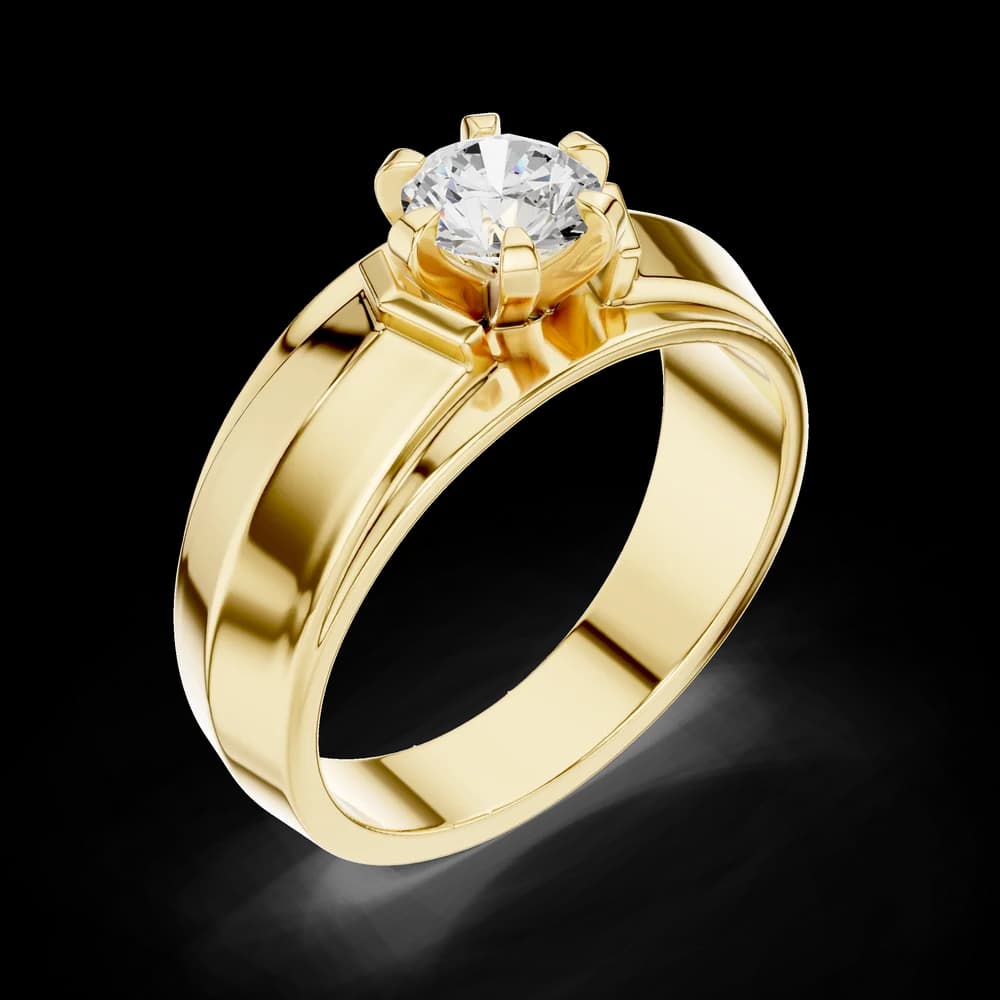 Men's Bold Hexagonal Solitaire Lab Grown Diamond Ring - Image 5 Men's Bold Hexagonal Solitaire Lab Grown Diamond Ring, view 5 of 6