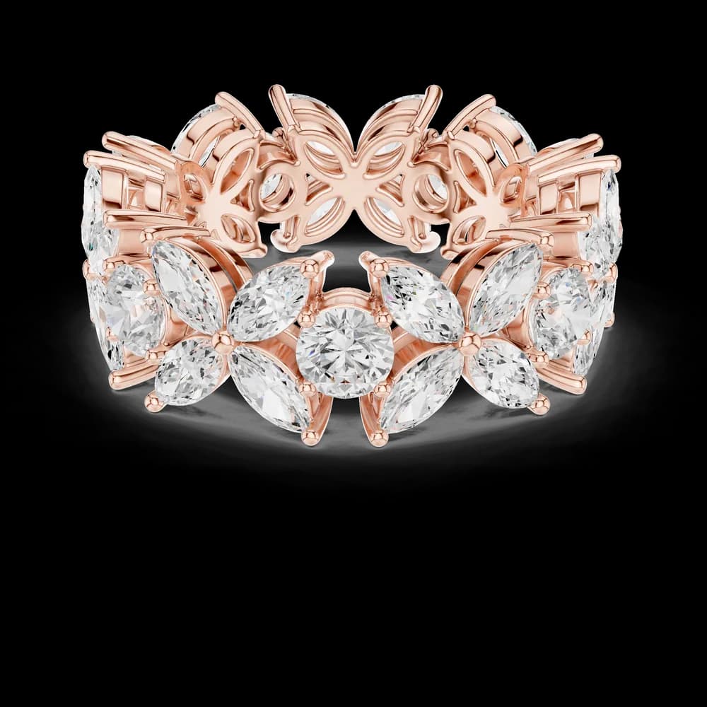 Marquise Floral Motif Diamond Eternity Band - Image 1 Marquise Floral Motif Diamond Eternity Band, view 1 of 6