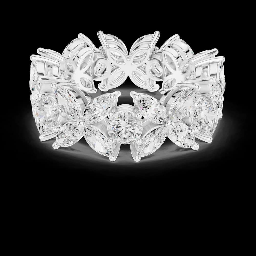 Marquise Floral Motif Diamond Eternity Band - Image 2 Marquise Floral Motif Diamond Eternity Band, view 2 of 6