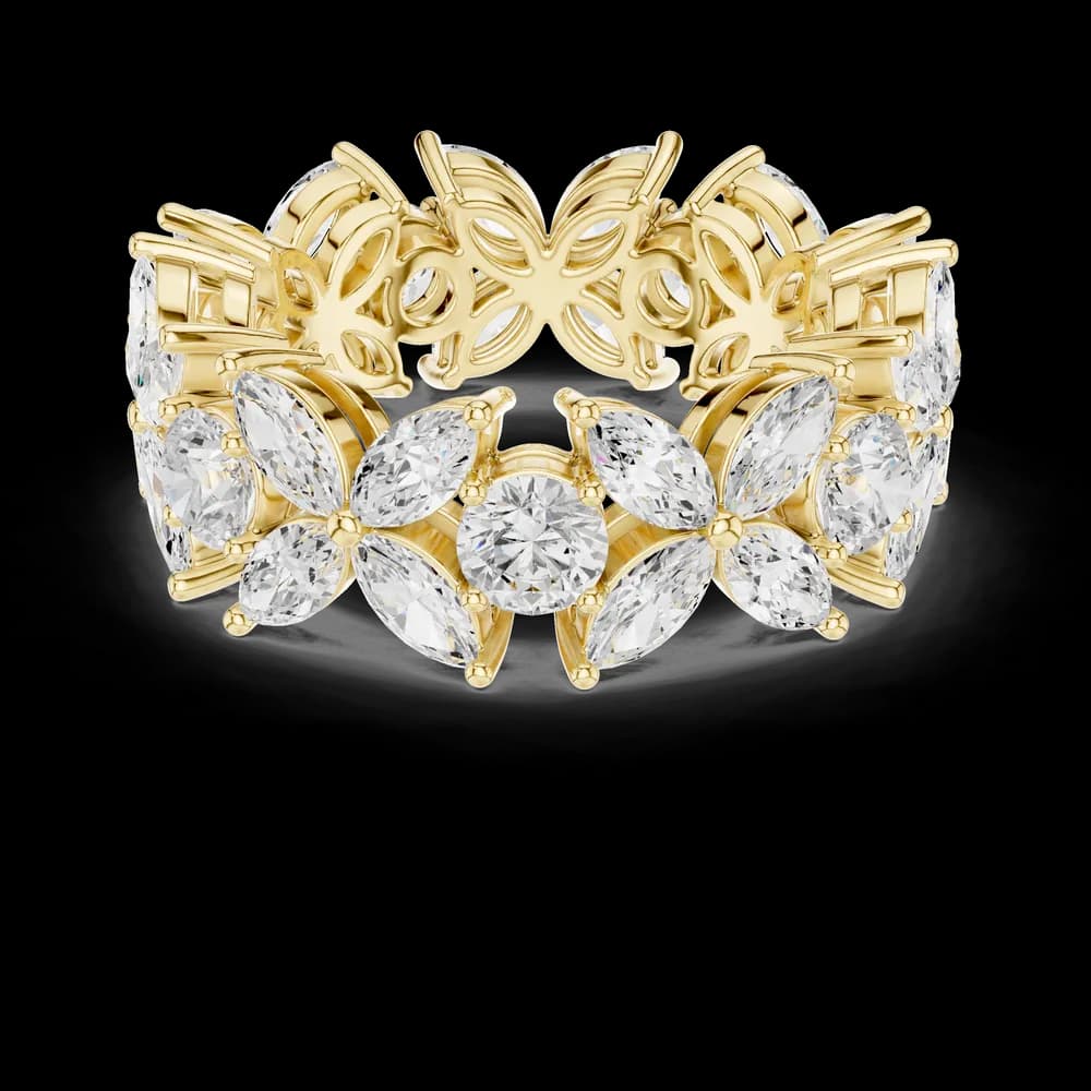 Marquise Floral Motif Diamond Eternity Band - Image 3 Marquise Floral Motif Diamond Eternity Band, view 3 of 6