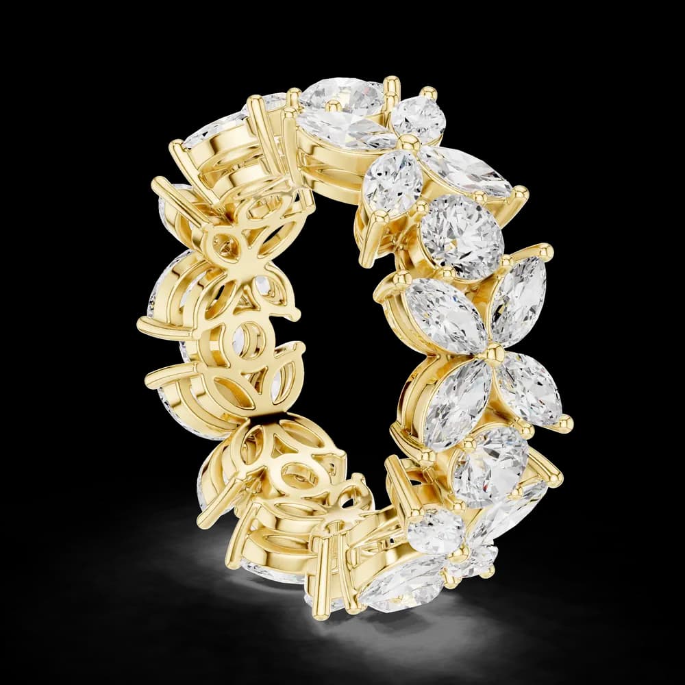 Marquise Floral Motif Diamond Eternity Band - Image 4 Marquise Floral Motif Diamond Eternity Band, view 4 of 6