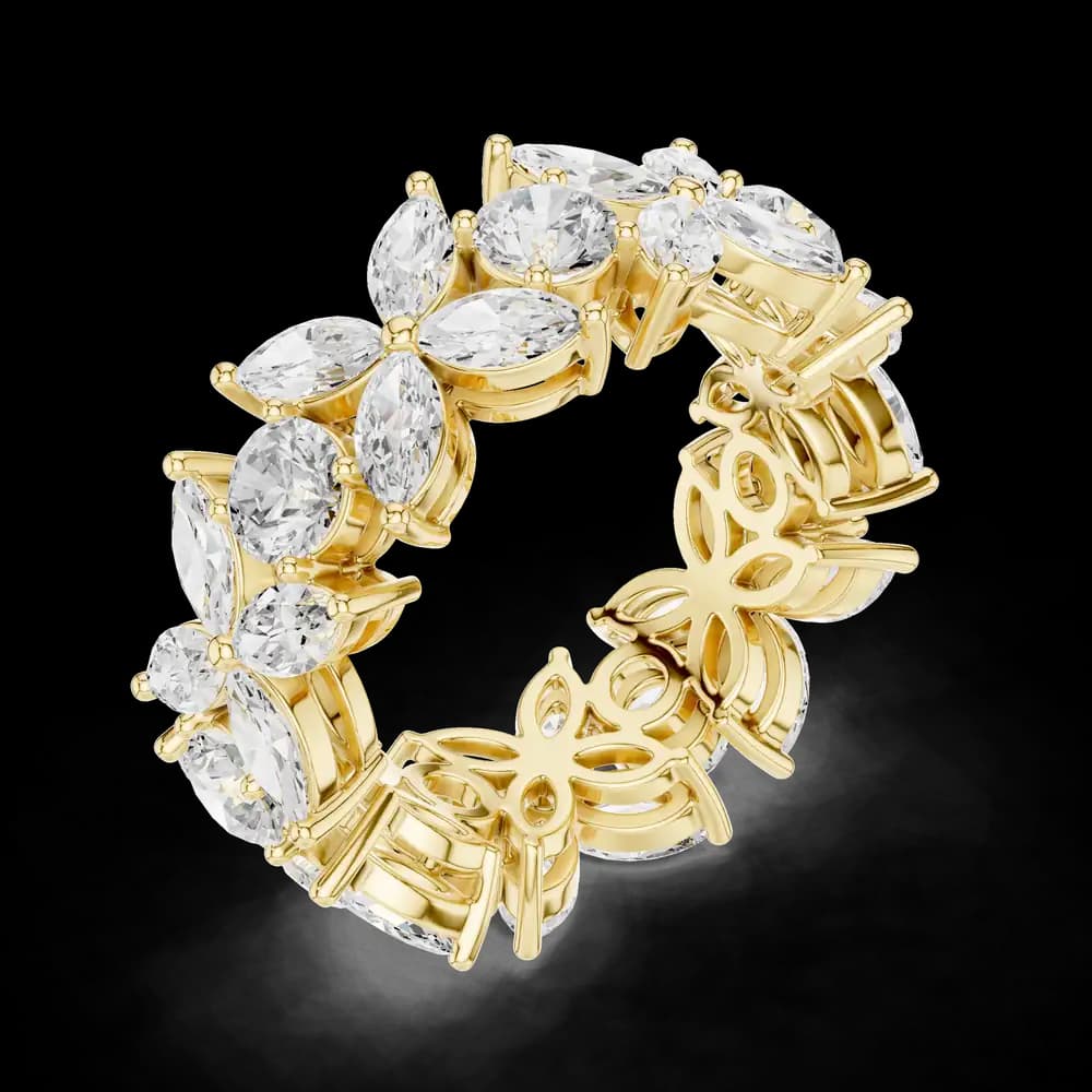 Marquise Floral Motif Diamond Eternity Band - Image 5 Marquise Floral Motif Diamond Eternity Band, view 5 of 6