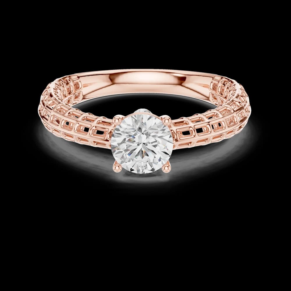 Modern Mesh Band Round Solitaire Ring - Image 1 Modern Mesh Band Round Solitaire Ring, view 1 of 6