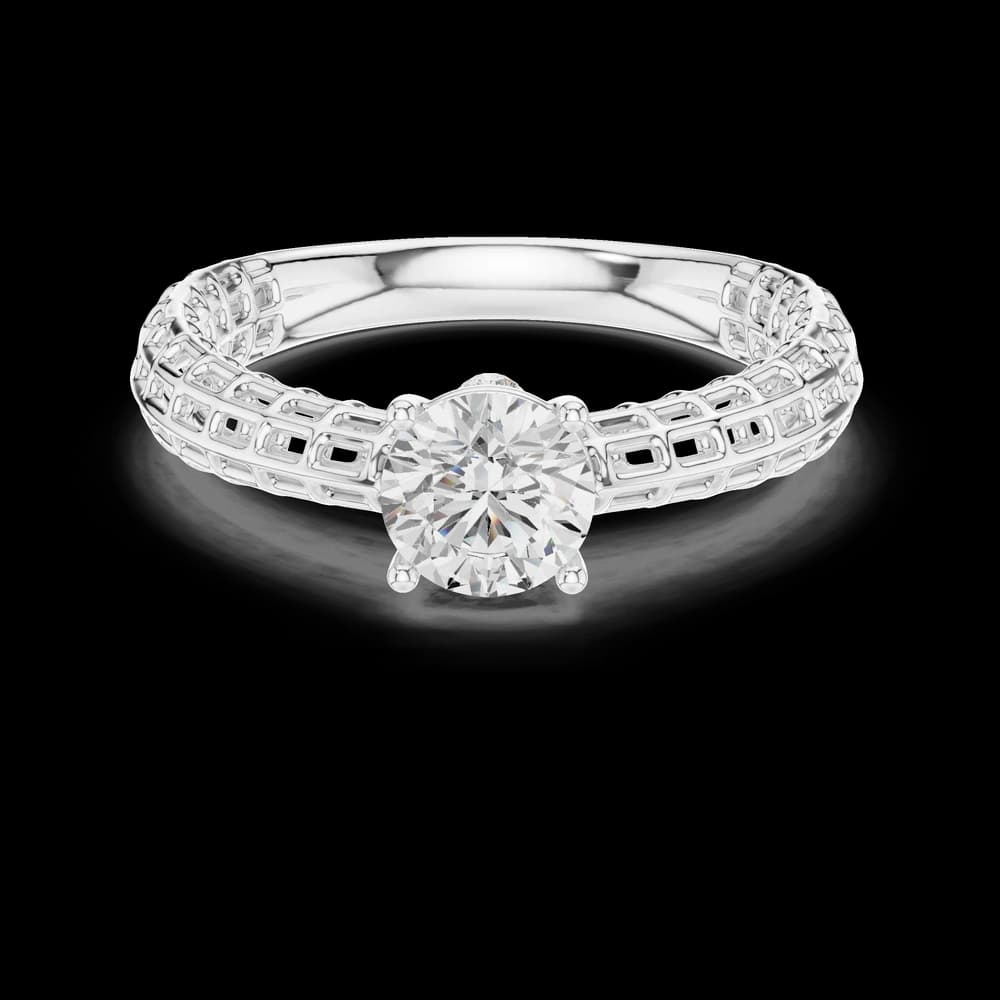 Modern Mesh Band Round Solitaire Ring - Image 2 Modern Mesh Band Round Solitaire Ring, view 2 of 6