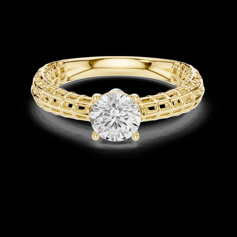 Modern Mesh Band Round Solitaire Ring - Image 3 Modern Mesh Band Round Solitaire Ring, view 3 of 6