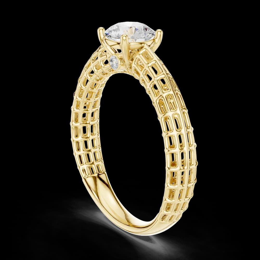 Modern Mesh Band Round Solitaire Ring - Image 4 Modern Mesh Band Round Solitaire Ring, view 4 of 6