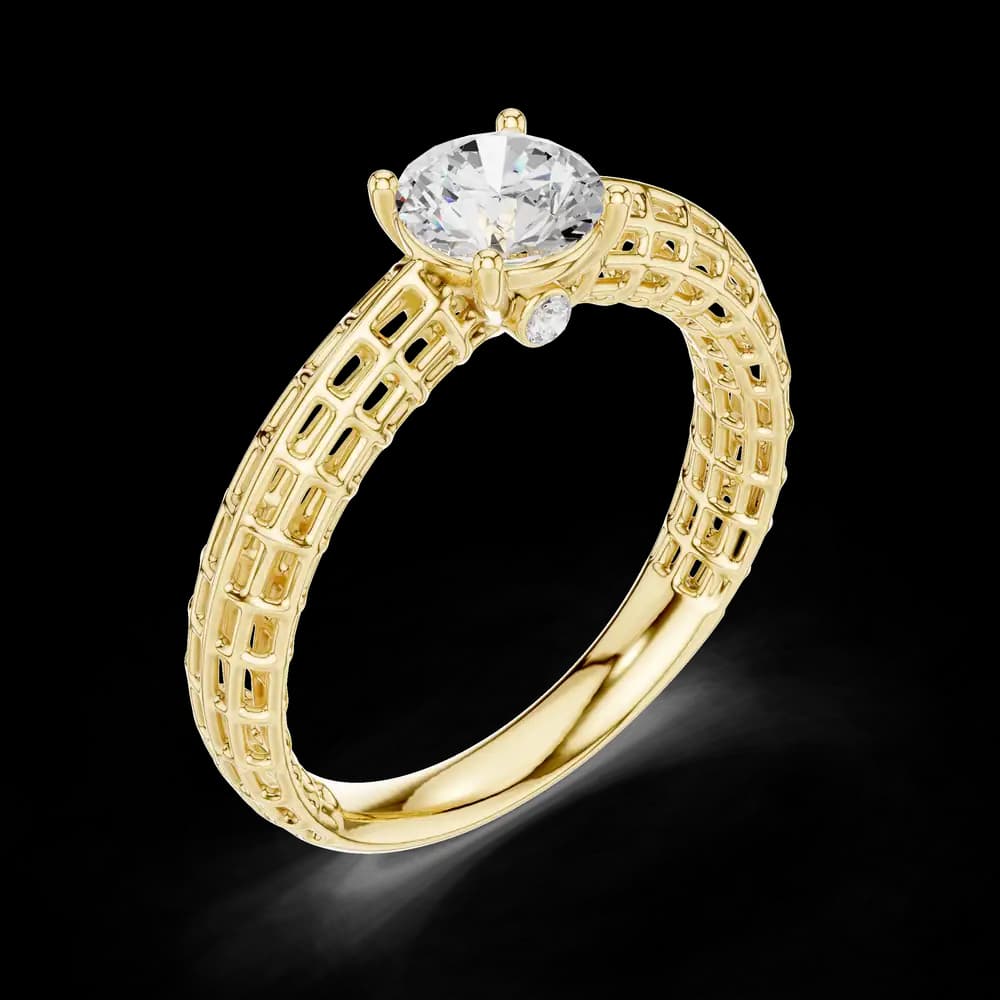 Modern Mesh Band Round Solitaire Ring - Image 5 Modern Mesh Band Round Solitaire Ring, view 5 of 6