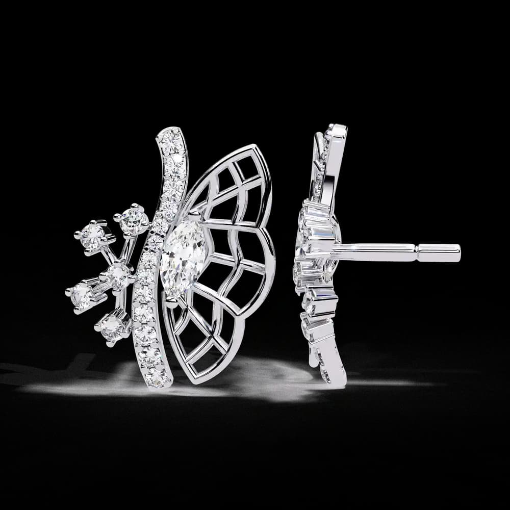 Butterfly Lab Grown Diamond Stud Earrings - Image 10 Butterfly Lab Grown Diamond Stud Earrings, view 10 of 15
