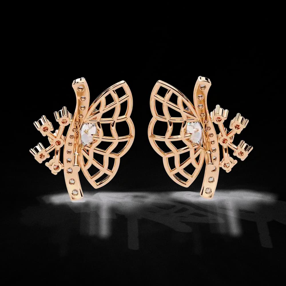 Butterfly Lab Grown Diamond Stud Earrings - Image 3 Butterfly Lab Grown Diamond Stud Earrings, view 3 of 15