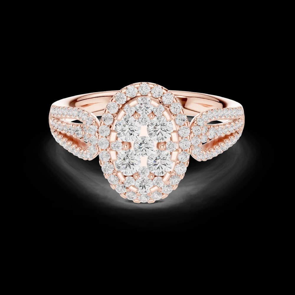 Round Cluster Halo Lab Grown Diamond Ring - Image 1 Round Cluster Halo Lab Grown Diamond Ring, view 1 of 6