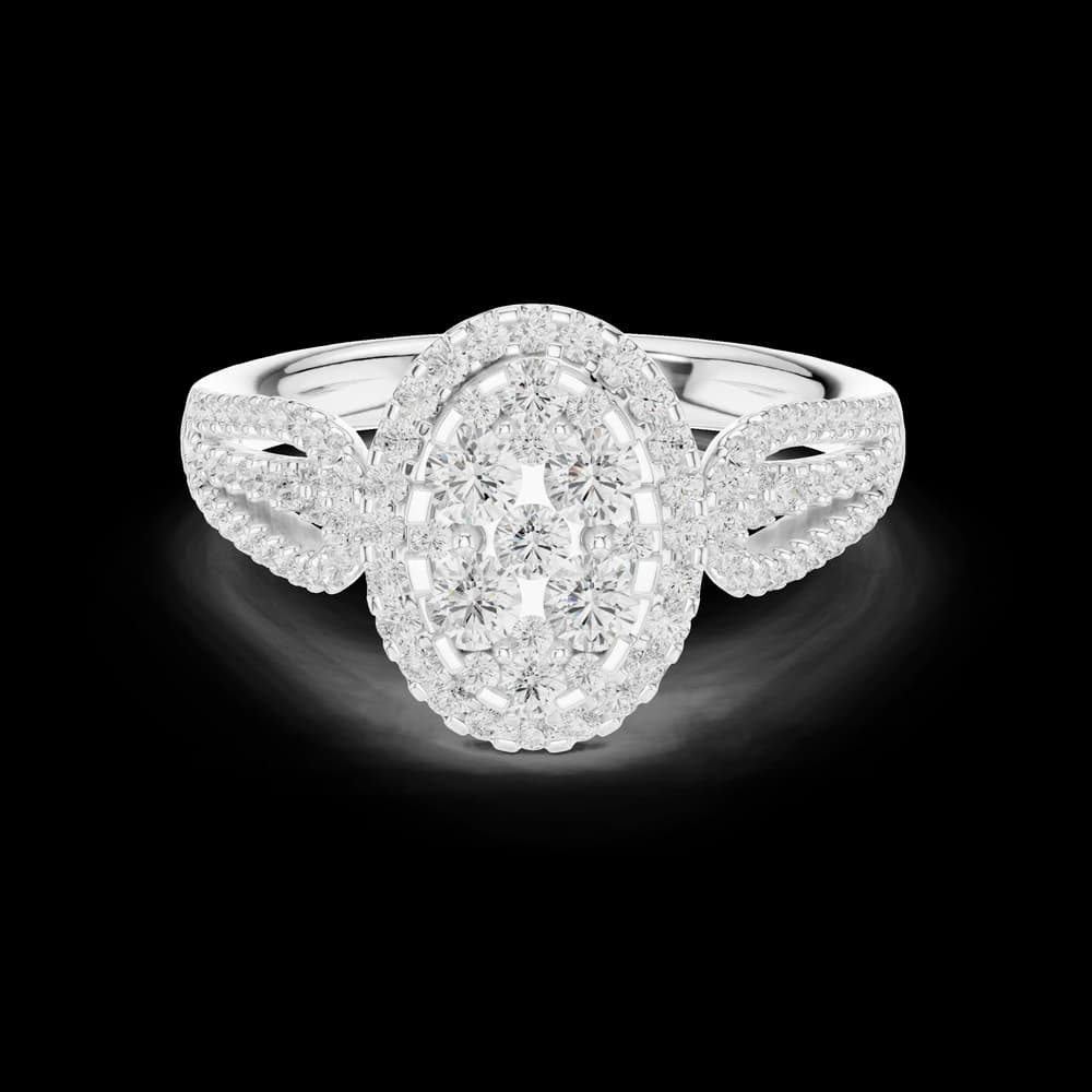 Round Cluster Halo Lab Grown Diamond Ring - Image 2 Round Cluster Halo Lab Grown Diamond Ring, view 2 of 6