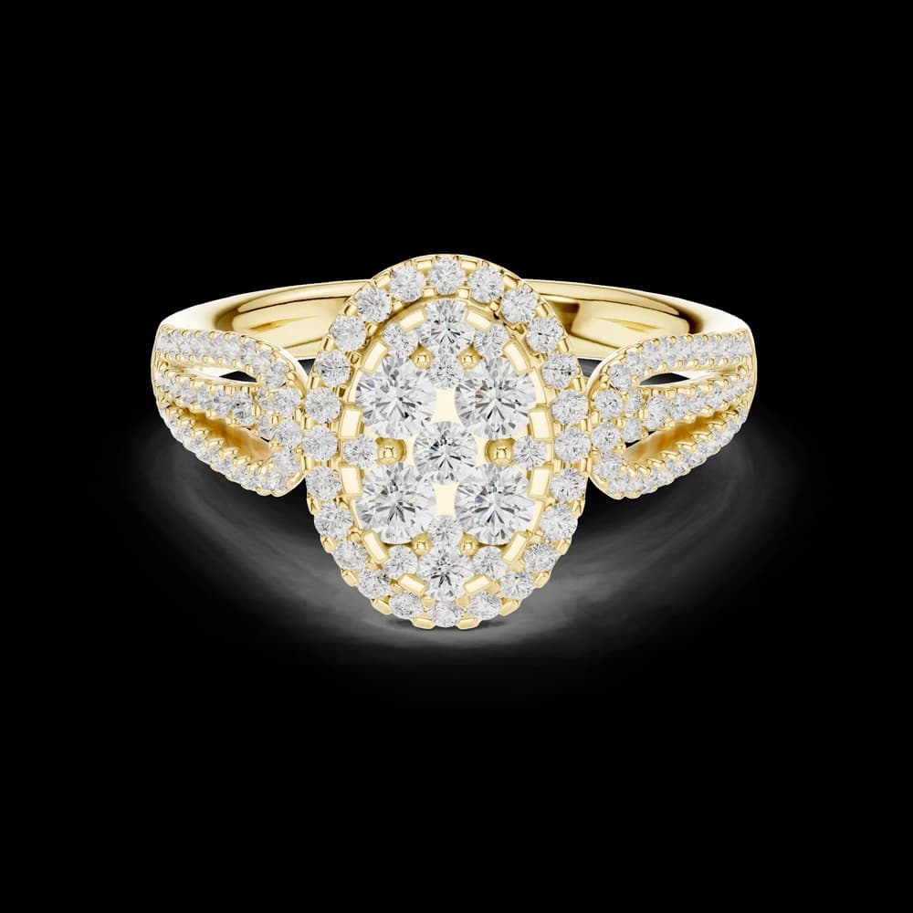 Round Cluster Halo Lab Grown Diamond Ring - Image 3 Round Cluster Halo Lab Grown Diamond Ring, view 3 of 6