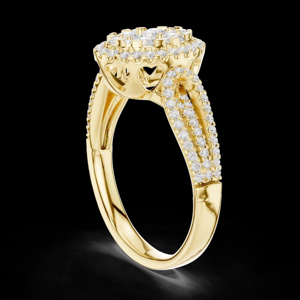 Round Cluster Halo Lab Grown Diamond Ring - Image 4 Round Cluster Halo Lab Grown Diamond Ring, view 4 of 6