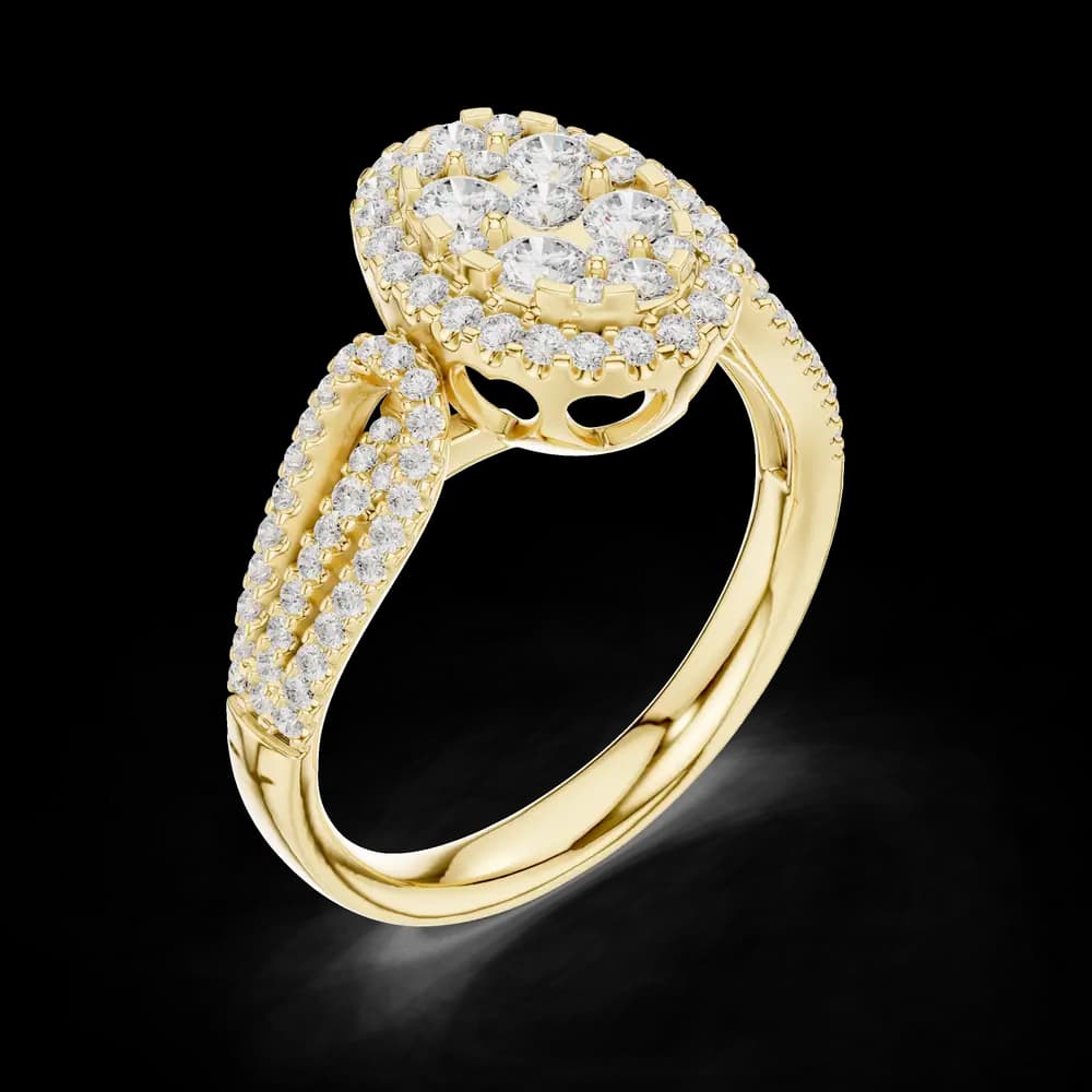 Round Cluster Halo Lab Grown Diamond Ring - Image 5 Round Cluster Halo Lab Grown Diamond Ring, view 5 of 6