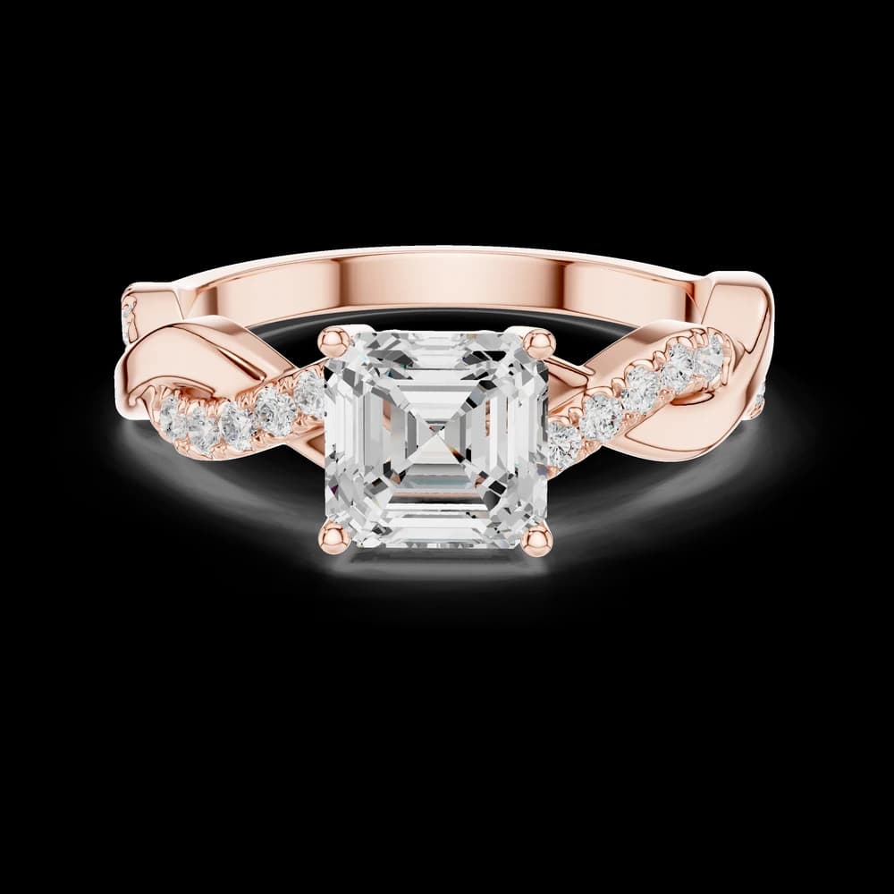Captivating Asscher Solitaire and Twisted Band Lab Grown Diamond Ring - Image 1 Captivating Asscher Solitaire and Twisted Band Lab Grown Diamond Ring, view 1 of 6