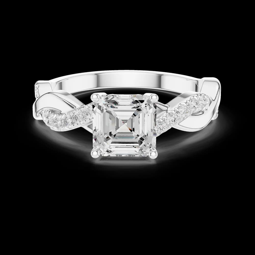 Captivating Asscher Solitaire and Twisted Band Lab Grown Diamond Ring - Image 2 Captivating Asscher Solitaire and Twisted Band Lab Grown Diamond Ring, view 2 of 6