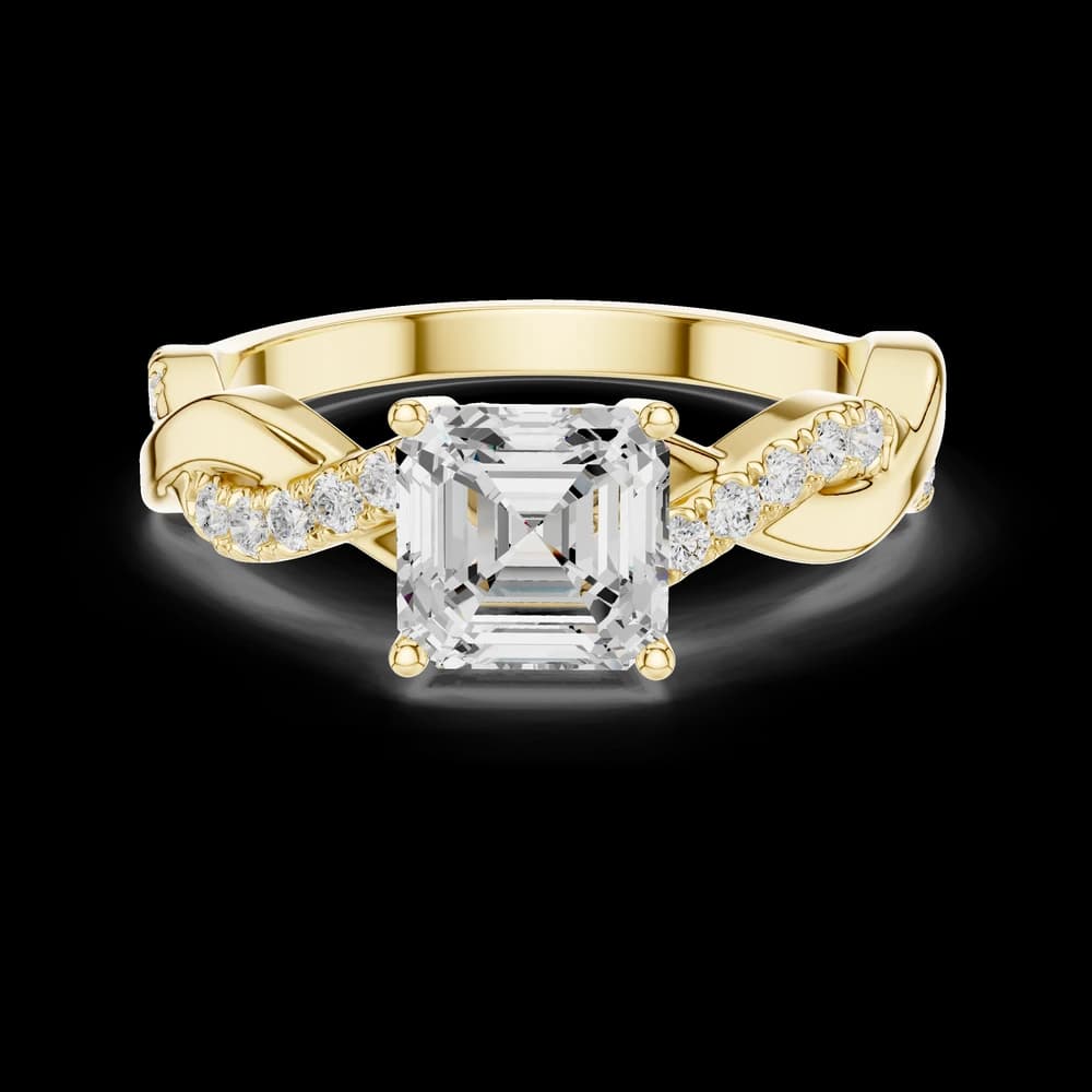 Captivating Asscher Solitaire and Twisted Band Lab Grown Diamond Ring - Image 3 Captivating Asscher Solitaire and Twisted Band Lab Grown Diamond Ring, view 3 of 6